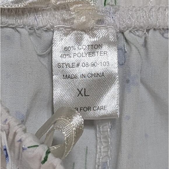 Vintage Vanity Fair Womens Pajama Set XL White Blue Cotton Blend Poplin 2Pc - Picture 16 of 16